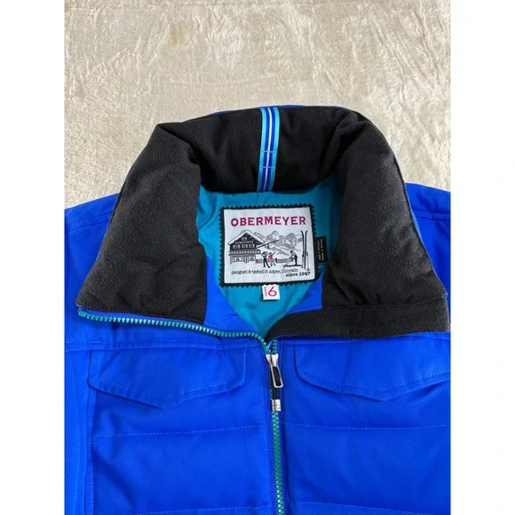 Obermeyer Womens Blue Down Insulated Ski Jacket Hooded Winter Coat Size 6 - Picture 4 of 17